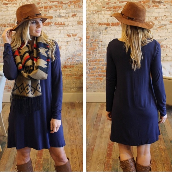 Heart Hips Dresses & Skirts - Navy Long Sleeve Dress